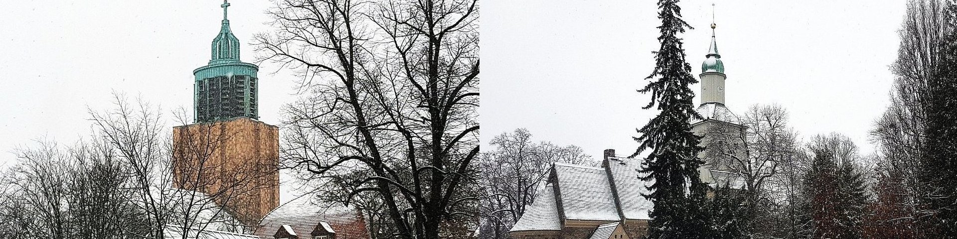  Martin-Luther-Gedächtnis-Kirche und Alte Dorfkirche Mariendorf im Winter